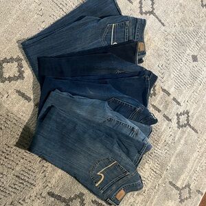 American Eagle Outfitters Dark and Medium Blue Flare Jeans artist jeans